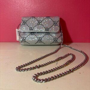NWT Victoria's Secret Micro Silver Bling Crossbody Bag NEW Logo Print Party Fun